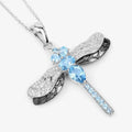 2.30 Ct Swiss Blue Topaz Prong Silver Dragonfly Pendant Cable Chain Necklace by Fine Color Jewels