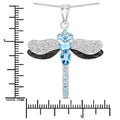 2.30 Ct Swiss Blue Topaz Prong Silver Dragonfly Pendant Cable Chain Necklace by Fine Color Jewels