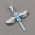 2.30 Ct Swiss Blue Topaz Prong Silver Dragonfly Pendant Cable Chain Necklace by Fine Color Jewels