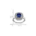 2.31 Ct Cushion Blue Created Sapphire & Lab Diamond Prong 14K White Gold Double Halo Ring by Fine Color Jewels