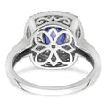 2.31 Ct Cushion Blue Created Sapphire & Lab Diamond Prong 14K White Gold Double Halo Ring by Fine Color Jewels