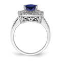 2.31 Ct Cushion Blue Created Sapphire & Lab Diamond Prong 14K White Gold Double Halo Ring by Fine Color Jewels