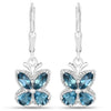 2.32 Ct London Blue Topaz Prong Silver Butterfly Leverback Earrings