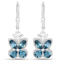 2.32 Ct London Blue Topaz Prong Silver Butterfly Leverback Earrings by Fine Color Jewels