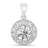 2.32 Ct Round Lab Grown Diamond Prong Platinum Bridal Halo Floral Pendant