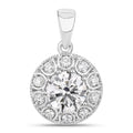 2.32 Ct Round Lab Grown Diamond Prong Platinum Bridal Halo Floral Pendant by Fine Color Jewels
