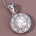 2.32 Ct Round Lab Grown Diamond Prong Platinum Bridal Halo Floral Pendant by Fine Color Jewels