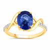 2.34 Ct Oval Ceylon Blue Sapphire and White Diamond Prong 18K Yellow Gold Pave Crossover Ring