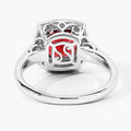 2.35 Ct Cushion Red Mozambique Garnet and Lab Diamond Prong Silver Halo Ring by Fine Color Jewels