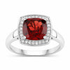 2.35 Ct Cushion Red Mozambique Garnet and Lab Diamond Prong Silver Halo Ring