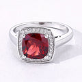 2.35 Ct Cushion Red Mozambique Garnet and Lab Diamond Prong Silver Halo Ring by Fine Color Jewels