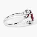 2.35 Ct Cushion Red Mozambique Garnet and Lab Diamond Prong Silver Halo Ring by Fine Color Jewels