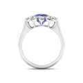 2.38 Ct Round Violet Tanzanite and White Diamond Prong 14k Gold Halo Statement Floral Ring by Fine Color Jewels