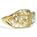 2.4 Ct Octagon Green Amethyst Prong Silver Filigree Band Ring by Fine Color Jewels
