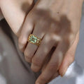 2.4 Ct Octagon Green Amethyst Prong Silver Filigree Band Ring by Fine Color Jewels