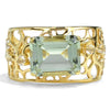 2.4 Ct Octagon Green Amethyst Prong Silver Filigree Band Ring