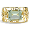 2.4 Ct Octagon Green Amethyst Prong Silver Filigree Band Ring by Fine Color Jewels