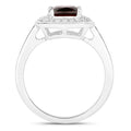 2.40 Ct Cushion Red Garnet Lab Diamond Prong Silver Halo Engagement Ring by Fine Color Jewels