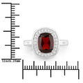 2.40 Ct Cushion Red Garnet Lab Diamond Prong Silver Halo Engagement Ring by Fine Color Jewels