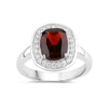 2.40 Ct Cushion Red Garnet Lab Diamond Prong Silver Halo Engagement Ring