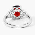 2.40 Ct Cushion Red Mozambique Garnet and Lab Diamond Prong Silver Bridge Ring by Fine Color Jewels