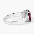 2.40 Ct Cushion Red Mozambique Garnet and Lab Diamond Prong Silver Bridge Ring by Fine Color Jewels