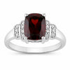 2.40 Ct Cushion Red Mozambique Garnet and Lab Diamond Prong Silver Bridge Ring