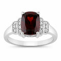 2.40 Ct Cushion Red Mozambique Garnet and Lab Diamond Prong Silver Bridge Ring by Fine Color Jewels