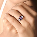 2.40 Ct Cushion Red Mozambique Garnet and Lab Diamond Prong Silver Bridge Ring by Fine Color Jewels