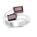 2.40 Ct Octagon Red Garnet Prong Silver Bypass Ring by Fine Color Jewels