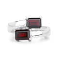 2.40 Ct Octagon Red Garnet Prong Silver Bypass Ring by Fine Color Jewels