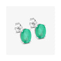 2.40 Ct Oval Green Zambian Emerald Prong 10K White Gold Stud Earrings by Fine Color Jewels