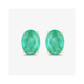 2.40 Ct Oval Green Zambian Emerald Prong 10K White Gold Stud Earrings by Fine Color Jewels