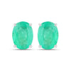2.40 Ct Oval Green Zambian Emerald Prong 10K White Gold Stud Earrings