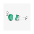 2.40 Ct Oval Green Zambian Emerald Prong 10K White Gold Stud Earrings by Fine Color Jewels