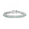 2.40 Ct Round Green Emerald Square Halo Sterling Silver Inline Tennis Bracelet