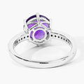 2.40 Ct Round Purple Amethyst and Lab Diamond Prong Silver Pave Bridge Ring by Fine Color Jewels
