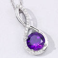 2.40 Ct Round Purple Amethyst & Lab Diamond Prong Silver Crossover Pendant Necklace by Fine Color Jewels