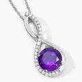 2.40 Ct Round Purple Amethyst & Lab Diamond Prong Silver Crossover Pendant Necklace by Fine Color Jewels