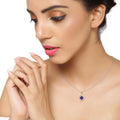 2.40 Ct Round Purple Amethyst & Lab Diamond Prong Silver Star Shape Pendant Necklace by Fine Color Jewels