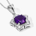 2.40 Ct Round Purple Amethyst & Lab Diamond Prong Silver Star Shape Pendant Necklace by Fine Color Jewels