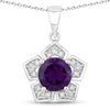 2.40 Ct Round Purple Amethyst & Lab Diamond Prong Silver Star Shape Pendant Necklace