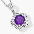 2.40 Ct Round Purple Amethyst & Lab Diamond Prong Silver Star Shape Pendant Necklace by Fine Color Jewels