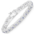2.40 Ct Round Violet Tanzanite Square Halo Sterling Silver Inline Tennis Bracelet by Fine Color Jewels