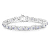 2.40 Ct Round Violet Tanzanite Square Halo Sterling Silver Inline Tennis Bracelet