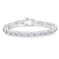 2.40 Ct Round Violet Tanzanite Square Halo Sterling Silver Inline Tennis Bracelet by Fine Color Jewels