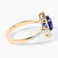 2.42 Ct Oval Ceylon Blue Sapphire and White Diamond Prong 18K Yellow Gold Pave Bypass Ring by Fine Color Jewels