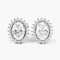 2.44 Ct Oval Lab Grown Diamond Prong Platinum Bridal Halo Floral Stud Earrings by Fine Color Jewels