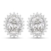 2.44 Ct Oval Lab Grown Diamond Prong Platinum Bridal Halo Floral Stud Earrings