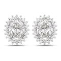 2.44 Ct Oval Lab Grown Diamond Prong Platinum Bridal Halo Floral Stud Earrings by Fine Color Jewels